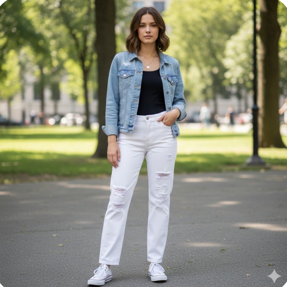 🚨3X$30🚨 GAP Women's Straight White Jeans with Distressed Details - Picture 2 of 7
